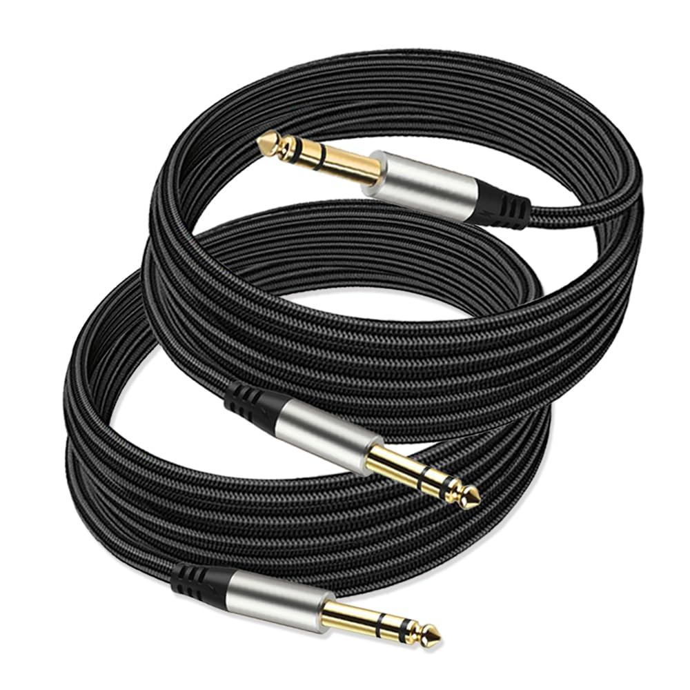 Gói 2 Cáp Nhạc Cụ TRS 1 / 4 Inch Thẳng 6.35mm Nam Jack Nylon Bện Studio Dây (6.6 Feet-2 Gói)