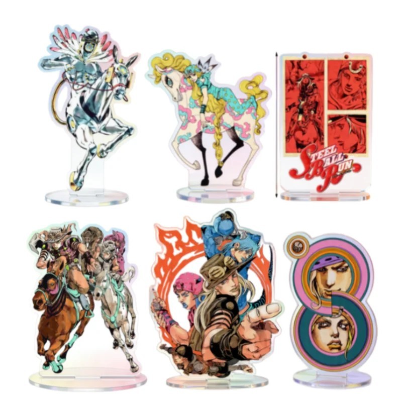 Standee Anime JoJo Steel Ball Run Mô Hình Mica Johnny Joestar Gyro Zeppeli Cao 15cm Trang Trí Bàn Họ