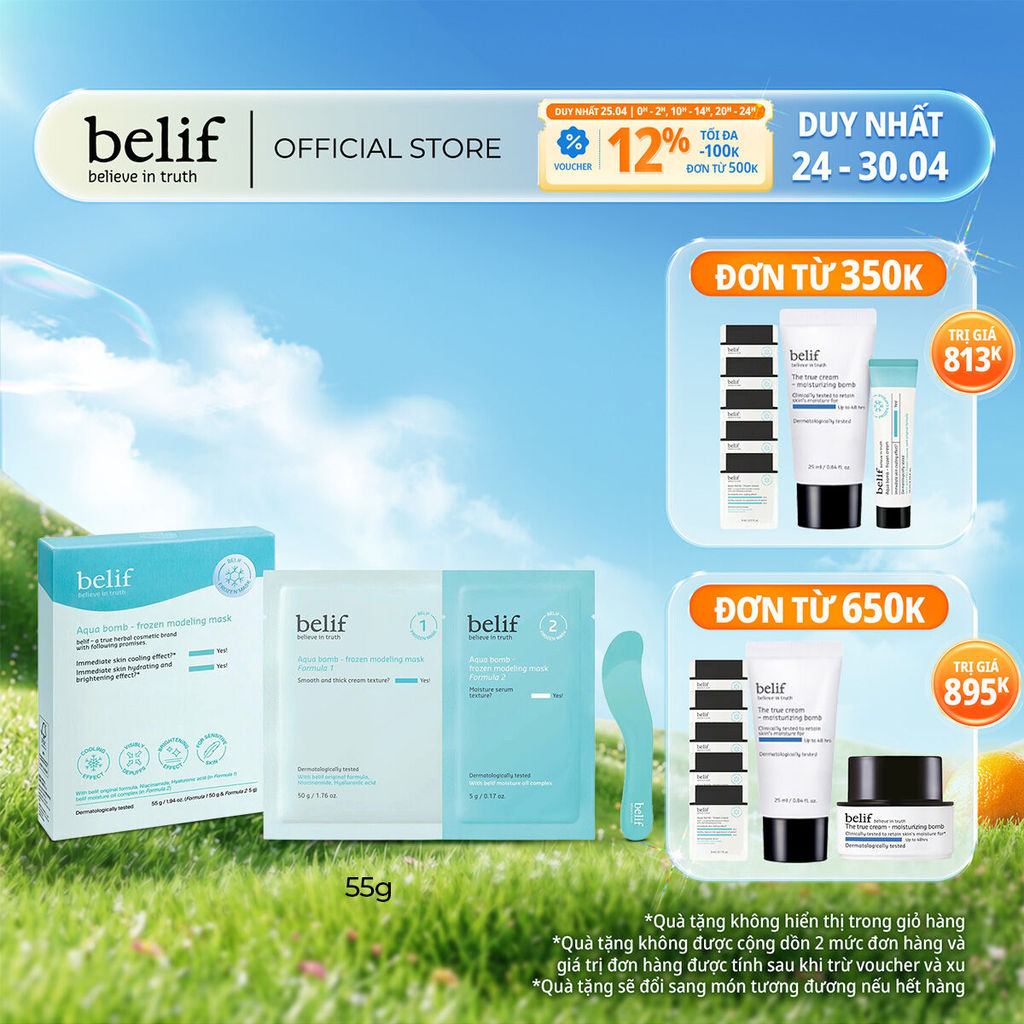 [belif Official] Mặt nạ thạch làm dịu và hỗ trợ dưỡng sáng belif Aqua Bomb Frozen Modeling Mask | BigBuy360 - bigbuy360.vn