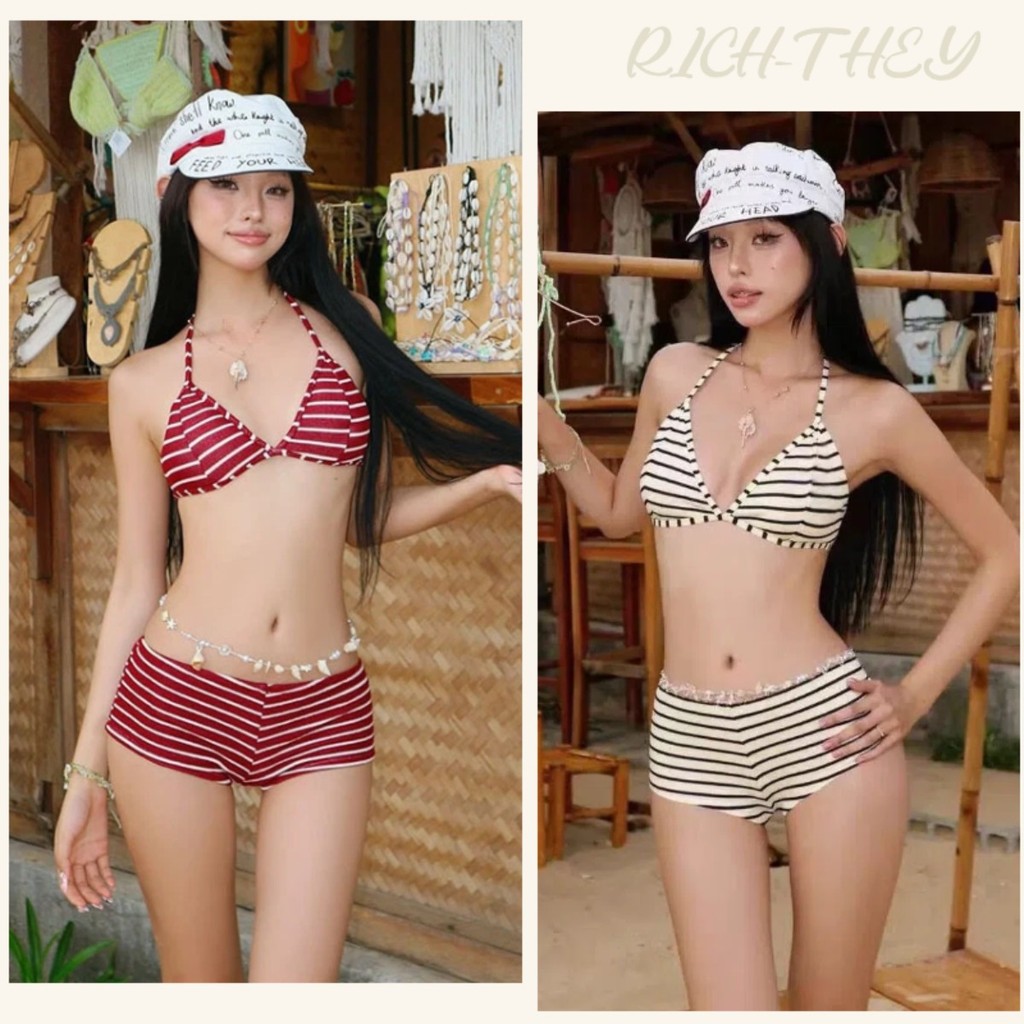 Set Bikini Set Đồ Đi Biển 2 Món Thiết,sexy Hở Lưng  Áo Tắm Slim Fit Đồ Bơi Sọc Cao Cấp Sành Điệu 638 | BigBuy360 - bigbuy360.vn
