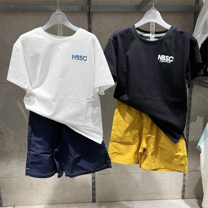 ZU4V Boy's Short Sleeve T Summer shirt set for older children, cool-touch cotton with printed letter