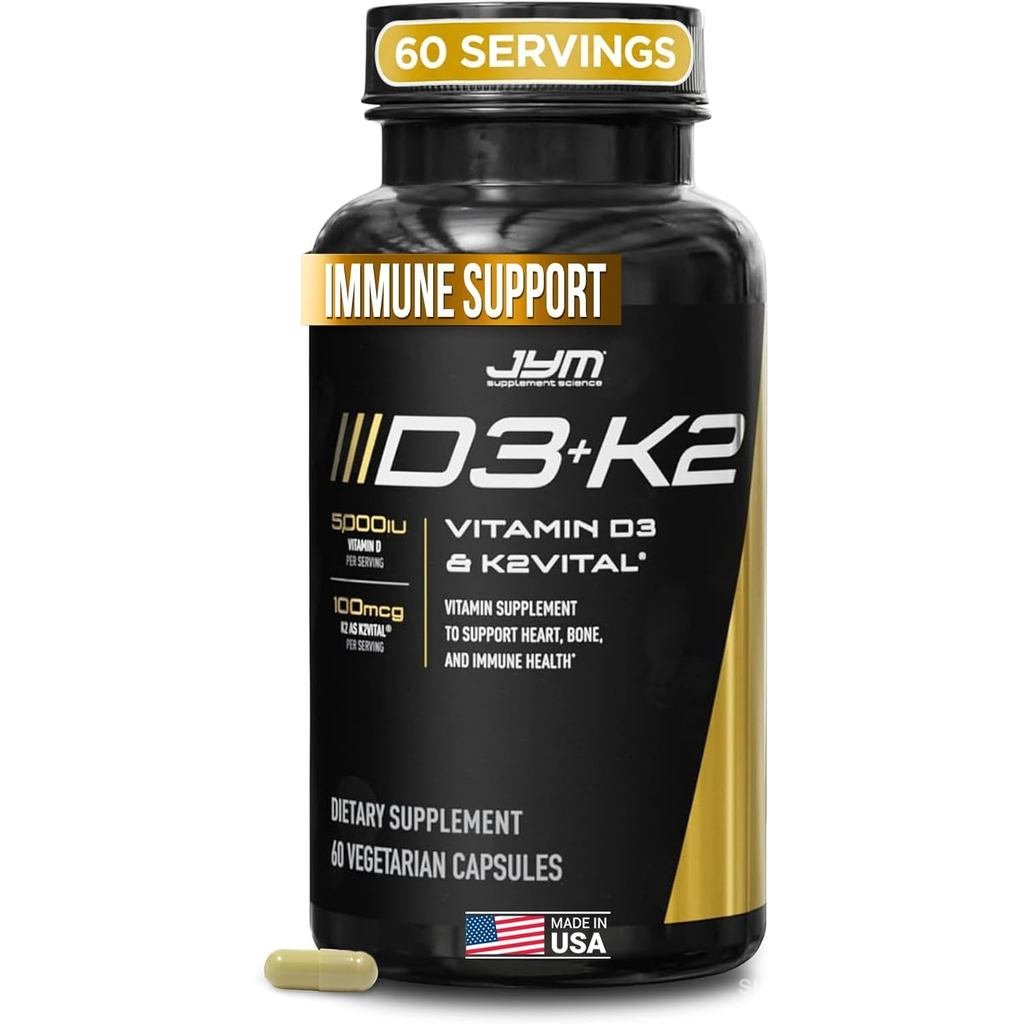 JYM D3 + K2 với 5000iu D3 & 100mcg K2 dưới dạng MK7 B Tim mạch + Sức khỏe miễn dịch cho nam và nữ So