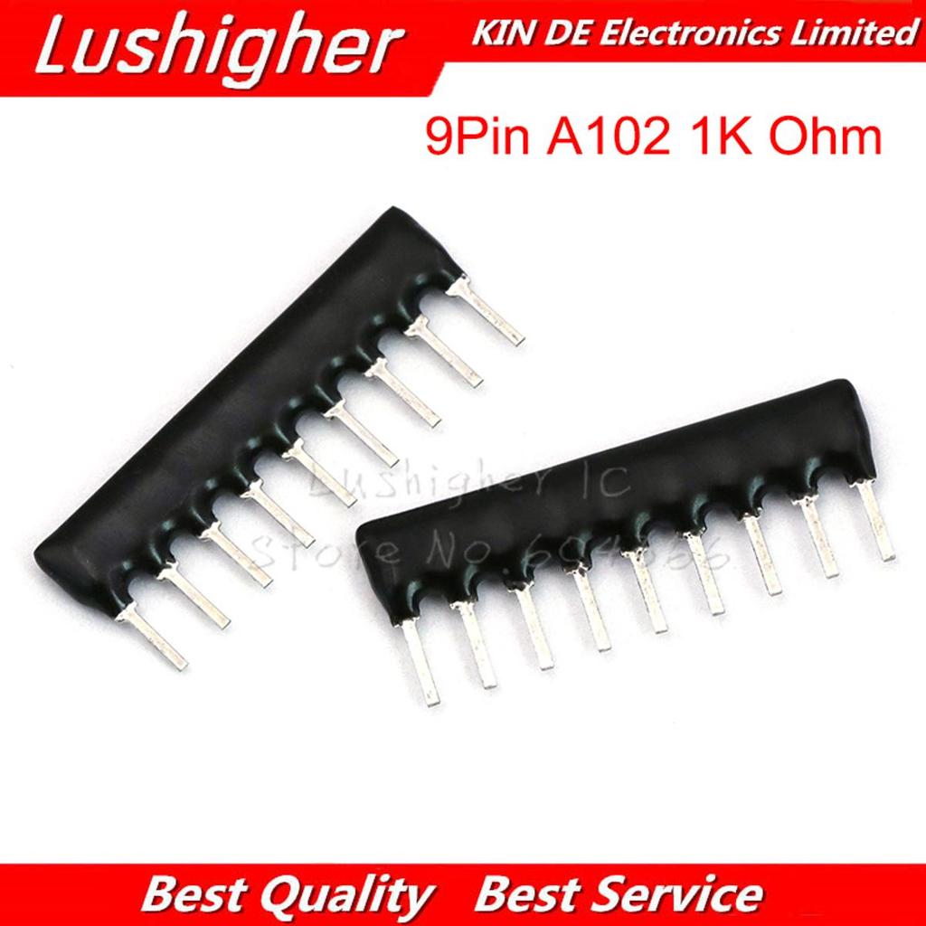 Bộ 50 A09-102J Mạng Điện Trở Mảng DIP Loại Bỏ 9pin 1K A102 102 Ohm 9A102J 9A102G 9A102 A102J A102G