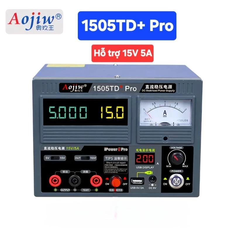 Máy cấp nguồn Aojiw 1505TD/ AQUA 1505TD 15V-5A kim và số