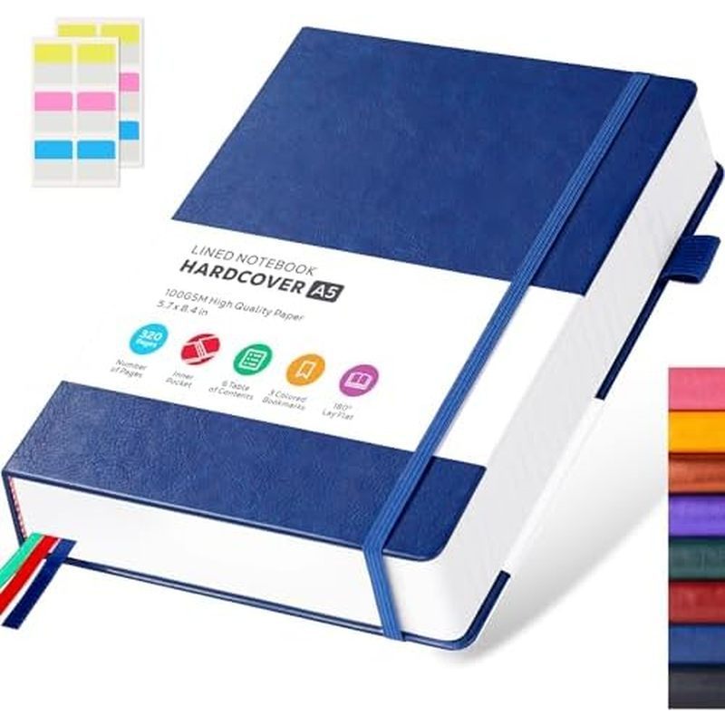 Thick Notebook Journal, Leather A5 Notebooks College Ruled 320 Pages Lined Paper Notebooks, Hardcove