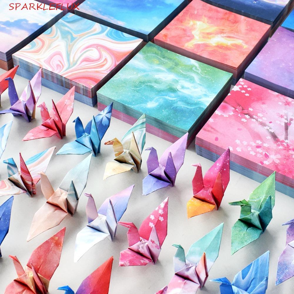 SPARKLEFLUX 400 Chiếc Giấy Origami Bầu Trời Đầy Sao, Chất Liệu Nghệ Thuật Thêu Sò Giấy Gấp Nhiều Màu