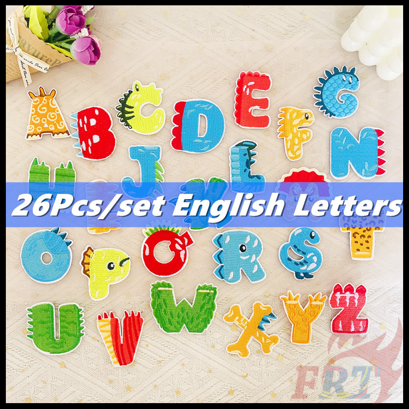 26 Cái / bộ ✿ Phim hoạt hình dễ thương Khủng long Chữ cái tiếng Anh Miếng dán sắt ✿ DIY may trên miế
