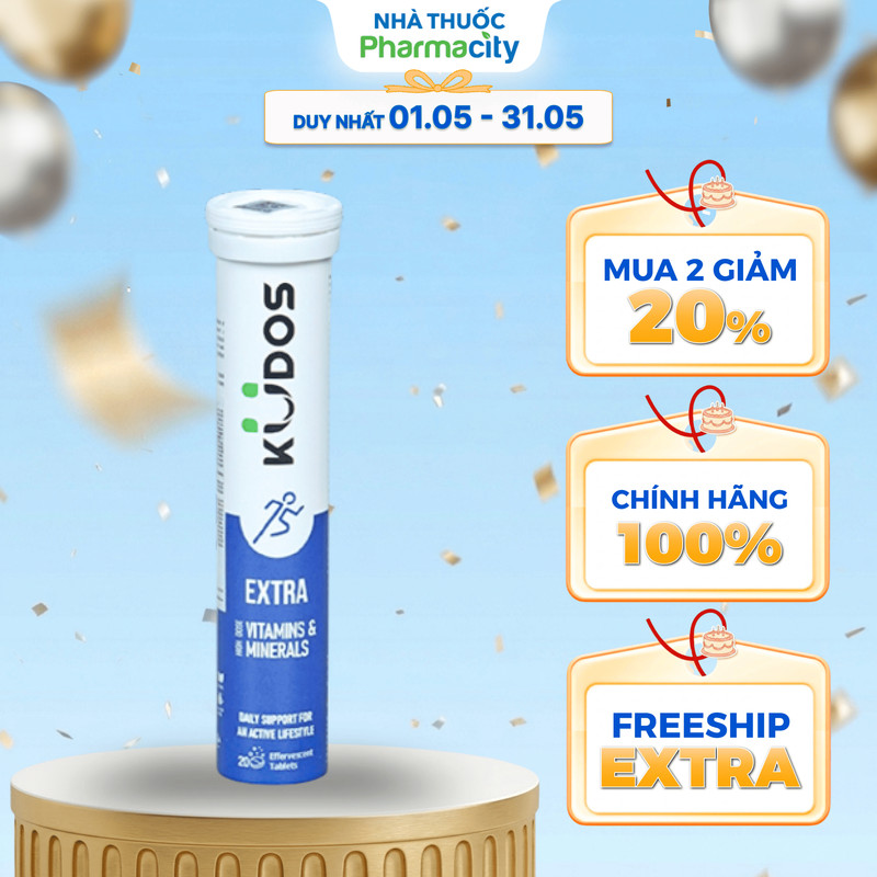 Viên sủi Kudos Extra High Dose Vitamins & Minerals bổ sung năng lượng cơ thể (Tuýp 20 viên)