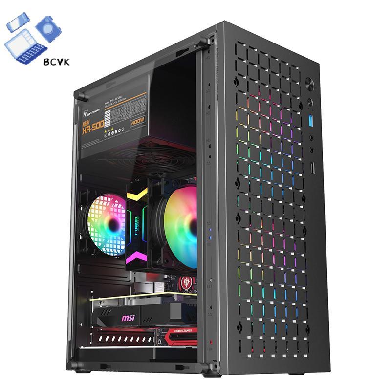 [BCVK] Micro ATX / ITX Trong Suốt DIY PC Case Kính Desktopputer Case HDD + SSD ATX Power Supply 250m
