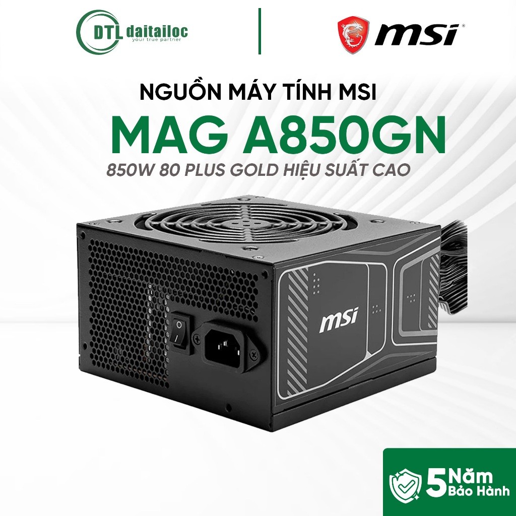 NGUỒN MÁY TÍNH MSI MAG A850GN 850W 80 PLUS GOLD HIỆU SUẤT CAO | CHÍNH HÃNG | BẢO HÀNH 5 NĂM