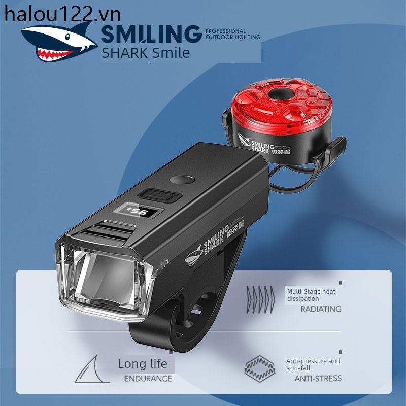 Smile Shark Xe Đạp Đèn Ngủ Đi Xe Đạp Đêm Thiết Bị Xe Đạp Đèn Pha Ngoài Trời Nhỏ Di Động Đèn Pin Sạc