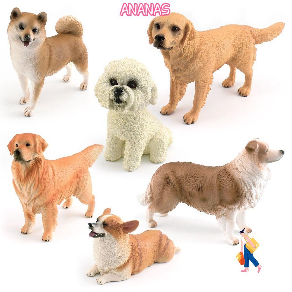 ANANAS Các bức tượng thú cưng thực tế, Chó bông Shiba Inu Corgi Đồ trang trí chó giống như thật, Tượ