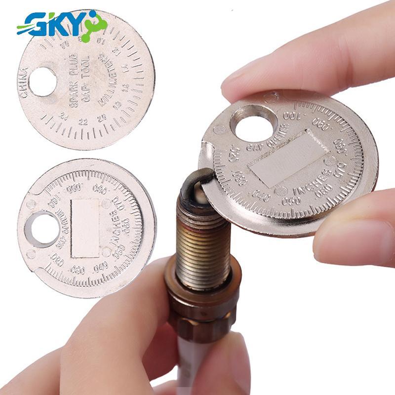 GKY 1PC 0.6-2.4mm Phạm vi Đồng Xu Loại Bugi Gage Gap Tool Feels Spark Plug Gap Tool GKY