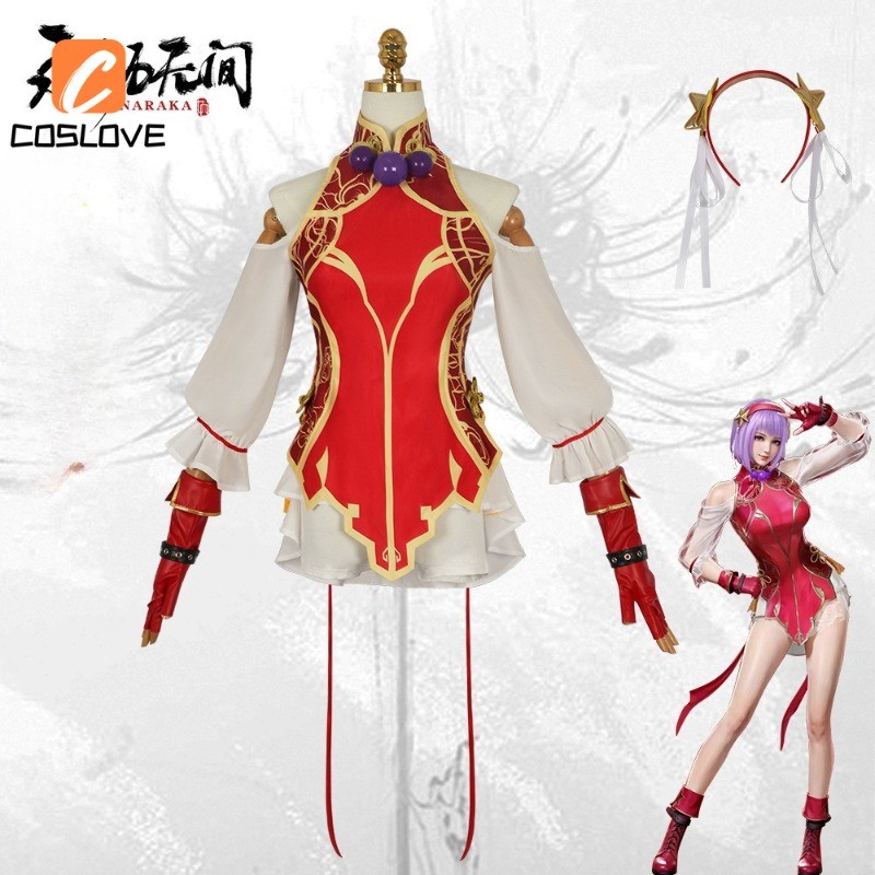 NARAKA King of Fighters Athena Cosplay Quần Áo Trọn Bộ Trang Phục Trang Phục Người Phụ Nữ Đầm Màu Đỏ