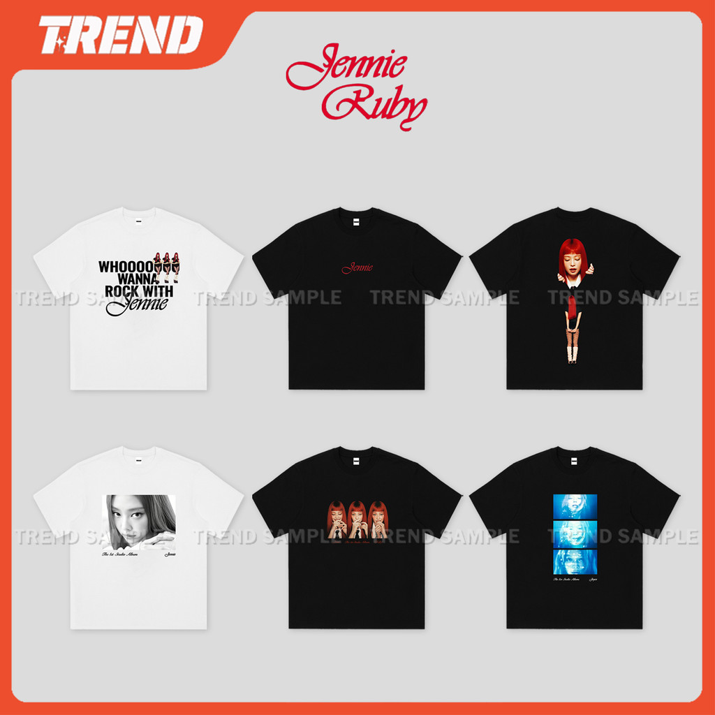 2026 JENNIE RUBY Merch Giặt Áo Thun Cotton Vintage Unisex Plus Kích Thước Rời In Hình Áo Sơ Mi Tay N