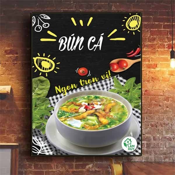 Tranh các loại bún, tranh decor quán bún, bún đậu, bún bò huế, bún chả, bún riêu, tranh có khung
