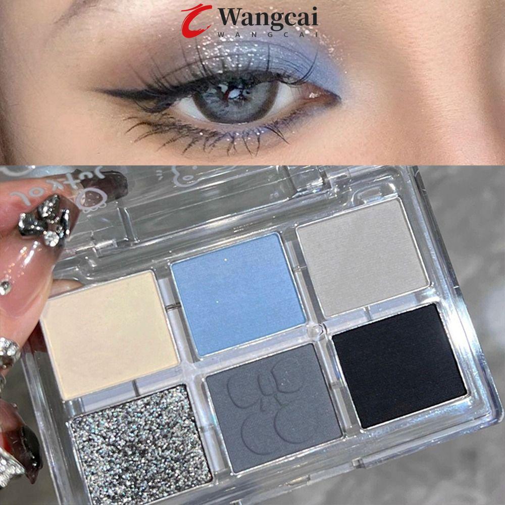 Bảng Phấn Mắt WANCGAI 6 Màu, Phấn Mắt Khói Xanh Đen Chống Thấm Nước, Di Động Lâu Dài Highlighter Ngọ