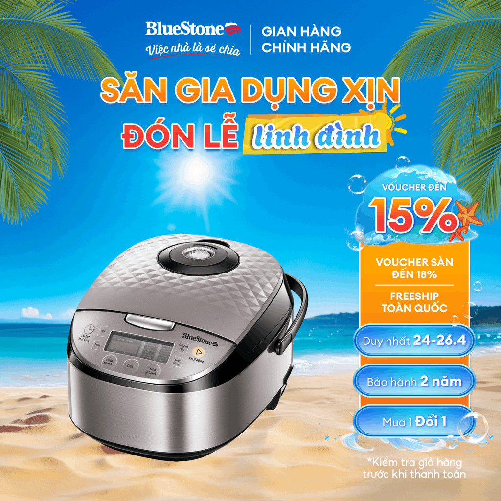 Nồi Cơm Điện Tử Bluestone RCB-5938, 1.8L - Nấu Nhanh, Giữ Ấm Lâu, Chống Dính Daikin