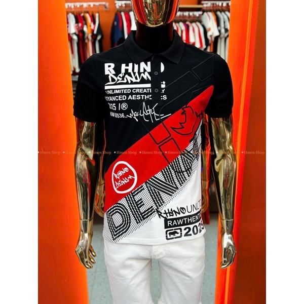 HR-P04 Áo Polo H.Rhino Màu Đen Đỏ , Chất Cotton Co Giản 2 Chiều , Form Chuẩn V.IP.