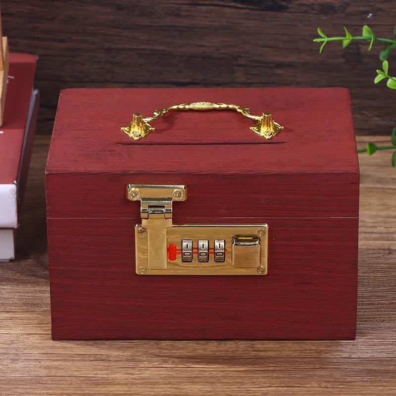 Hộp Gỗ Mật Khẩu Lo Tiết Kiệm Tiền Đồng Xu Hộp Heo Đất Tổ Chức Với Lo Hộp Kho Báu Cho Thẻ Đô La Cents