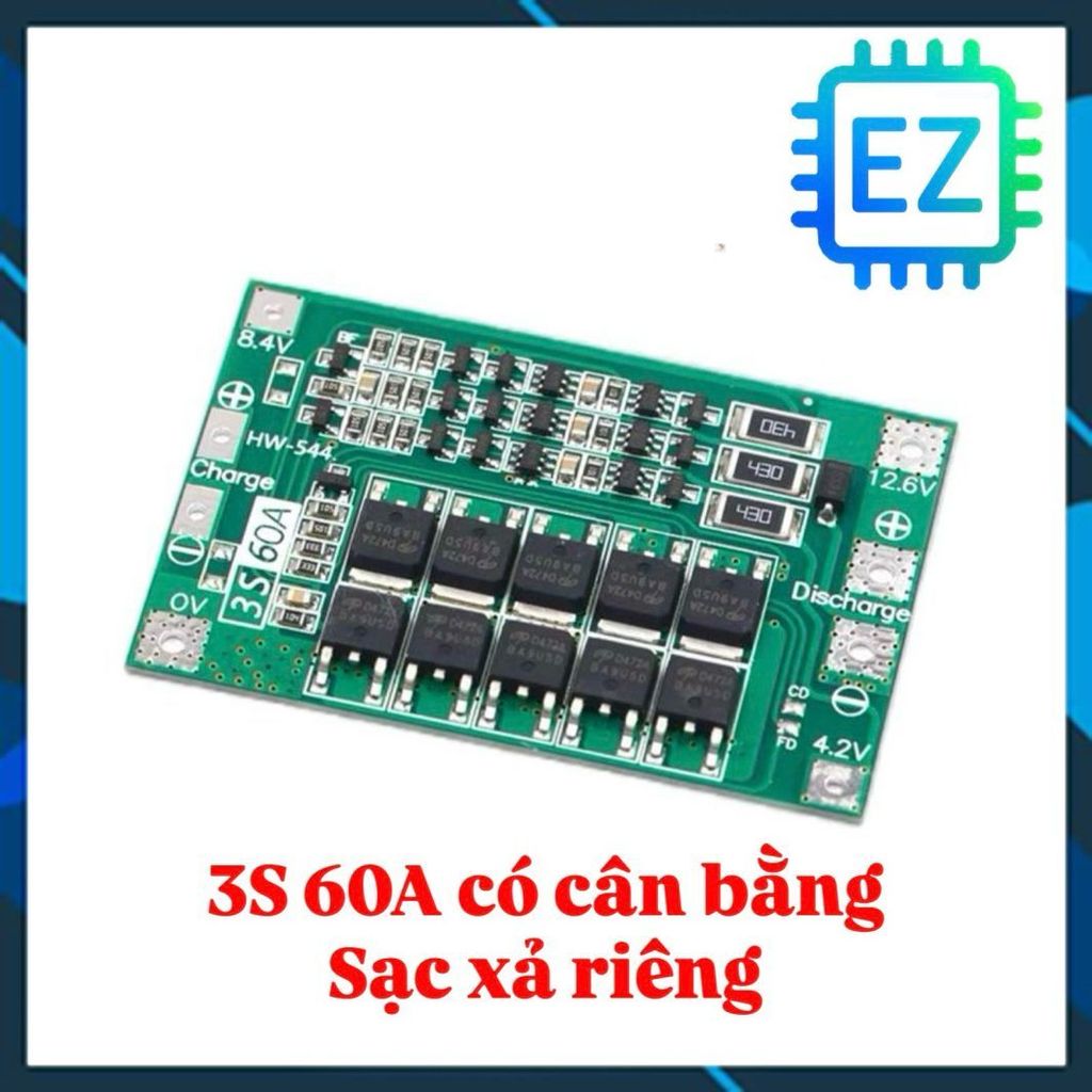 Mạch bảo vệ pin 3s 12V 40A - 60A có cân bằng chất lượng cao