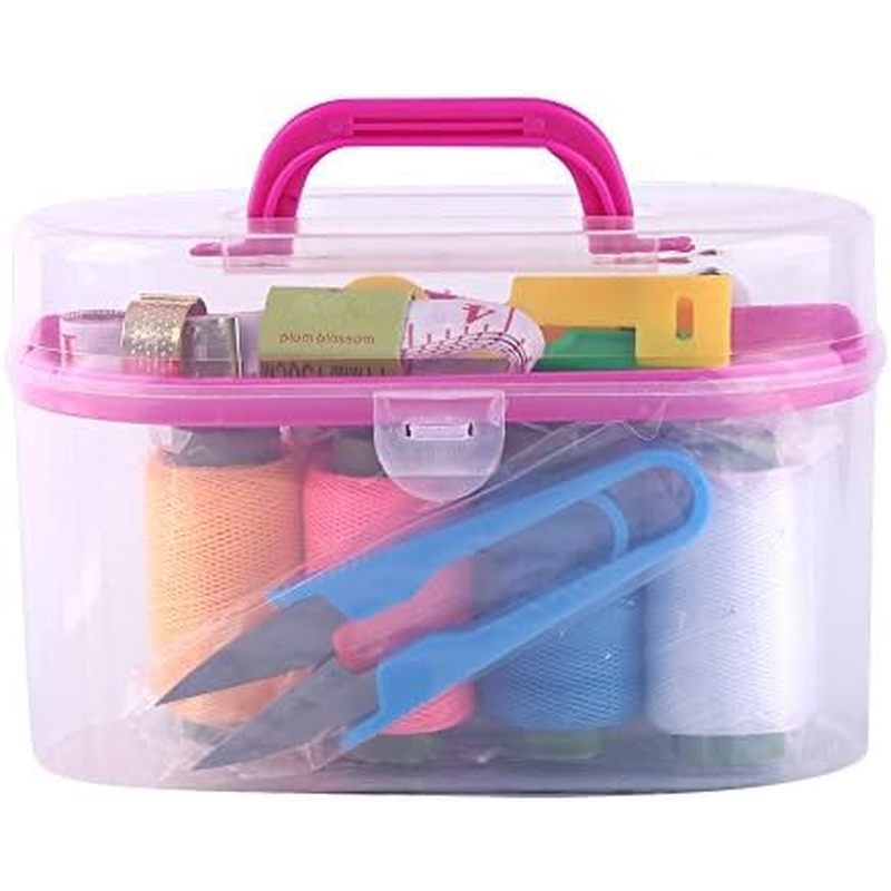 Sewing Kit Tool Box-10pcs/box Large Sewing Box Threader Needle Tape Measure Scissor Thimble Kit Tool