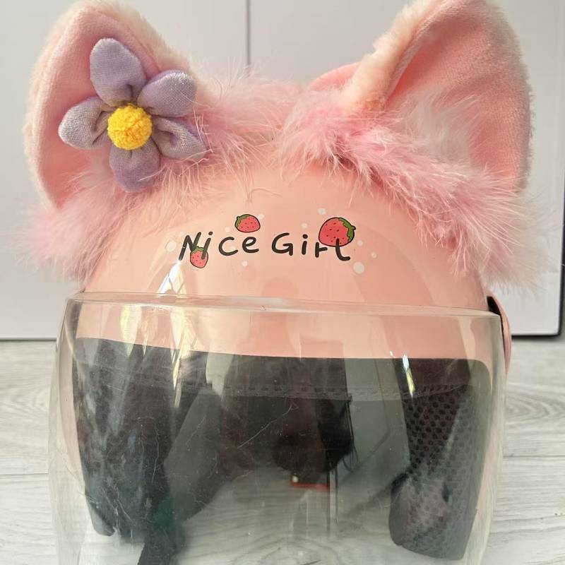 Pink Feather Lingnabel Helmet Ear Accessories Cute Helmet Decoration Np3i