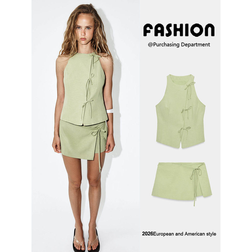 Mùa hè ZA Sản phẩm mới Áo cổ dây cho nữ 2010845 527 Culottes 3067438 527 Bộ