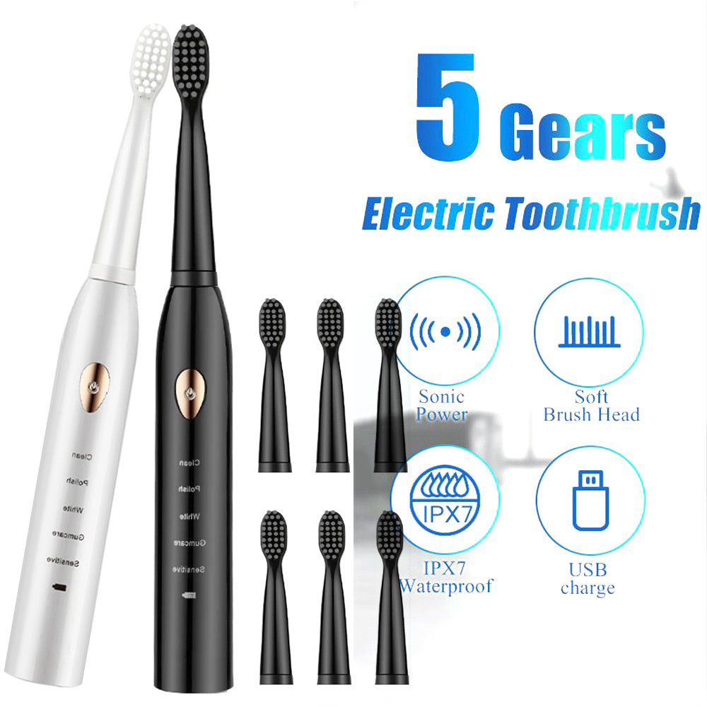 đầu bàn chải điện brushie bàn chải điện Bàn chải đánh răng điện Sonic 5 bánh răng Điều chỉnh có thể 