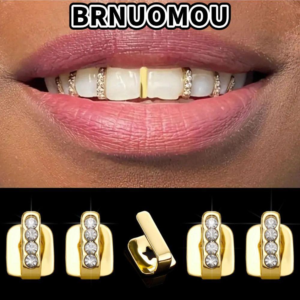 BRNUMOU 3 Chiếc Hip Hop Răng Grillz, Thạch Anh Sáng Bóng Grillz, Rỗng Răng Trang Sức Nam Nữ