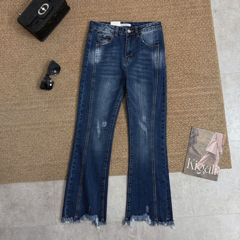 [Hàng mới về] Quần Jeans Micro-Flared Micro-Flared Thời trang eo cao Slim-fit Small People S