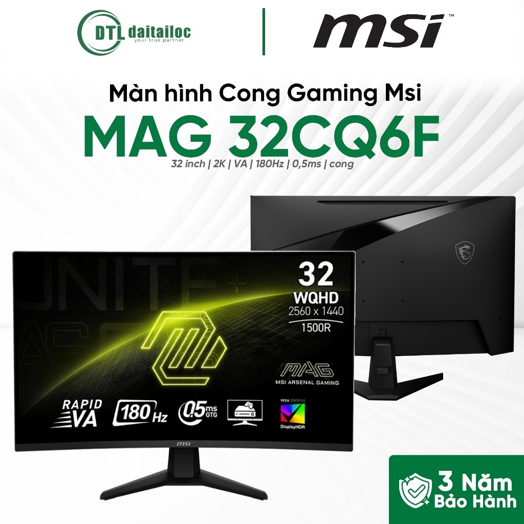 Màn hình Cong Gaming MSI MAG 32CQ6F 32 inch 2K VA nhanh 180Hz 0,5ms cong | Chính Hãng | Bảo Hành 36 