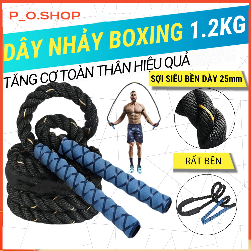 【🔥Rẻ】Dây Nhảy Boxing Gym Tập Thể Lực Nặng 1.2kg Dài 2.8m Đến 3m – Dây Nhảy Tập Võ Thuật, Thể Lực Bền