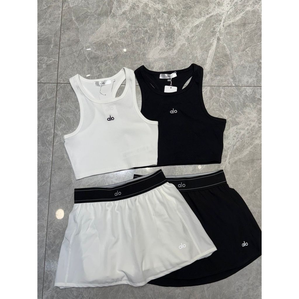 Q6CZ al0 Two-tone letter embroidery tennis sports suit for women2026Summer round-neck tank top and p