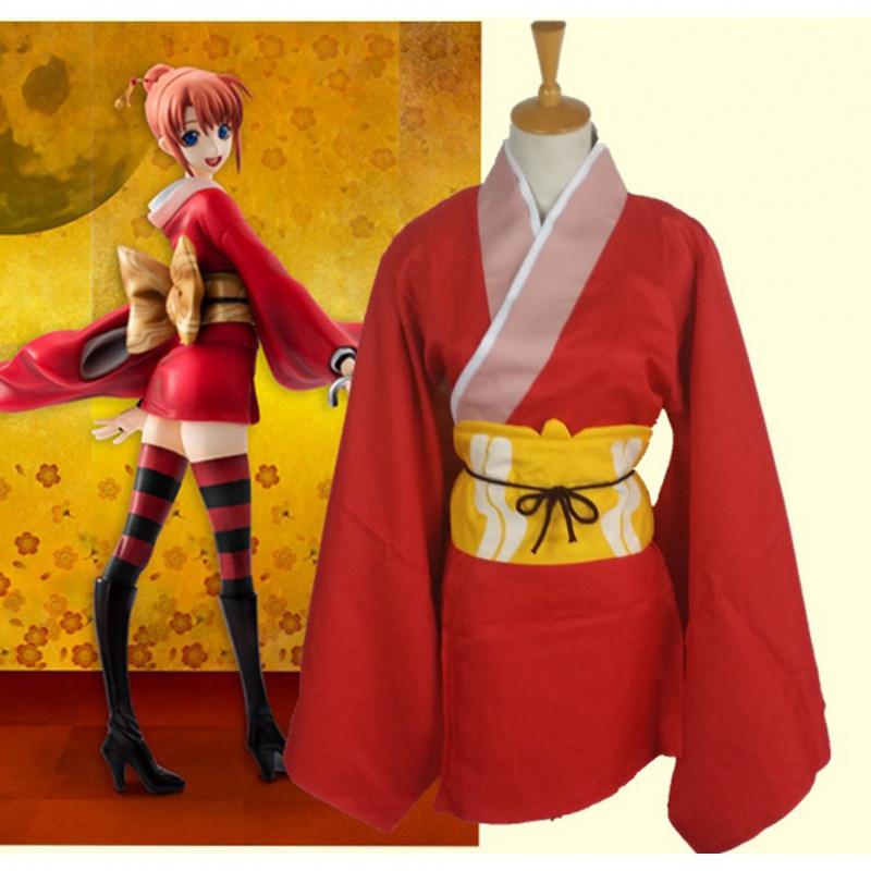 Anime Gintama Kagura cosplay Trang Phục Kimono Đỏ Đảng Trang Phục Hóa Trang Kagura cos Quần Áo SCRD
