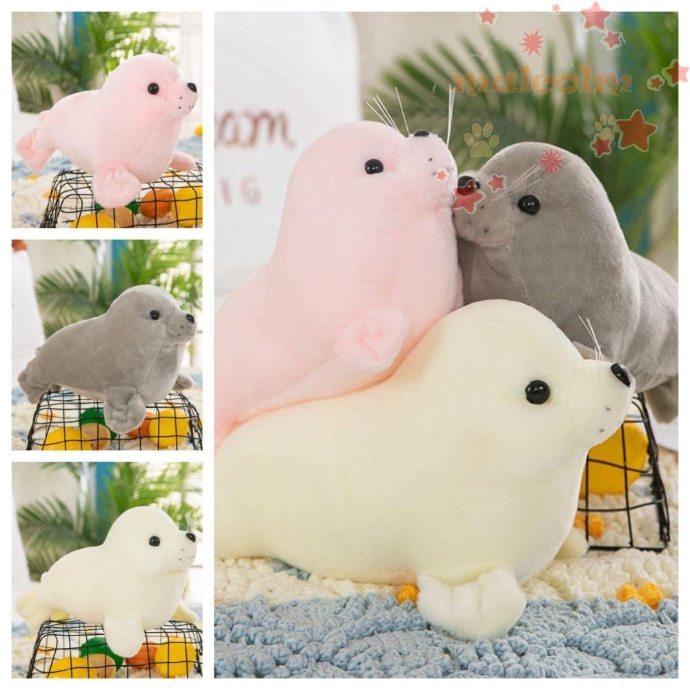 MALCOLM Seal Búp bê sang trọng, Gối động vật Fluffy Seal Đồ chơi nhồi bông sang trọng, Lông thú thời