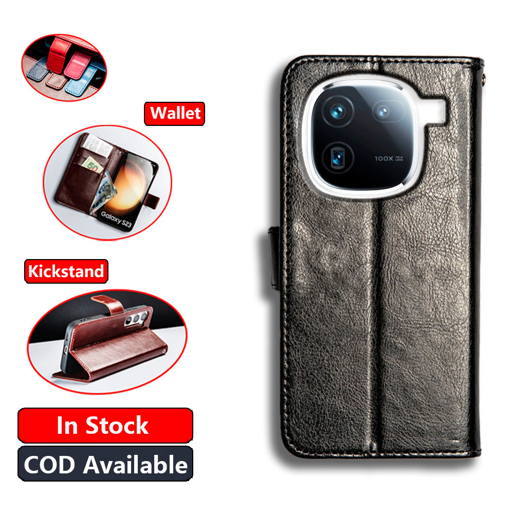 Da Cổ Điển Cho Vivo iQOO 12 5G V2307A Ví Vintage Folio Case Flip Notebook Phong Cách Bao Từ Đóng Cửa