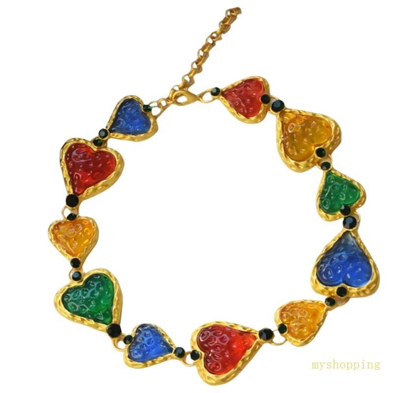 Ivy Eye Catching Vòng cổ trái tim mạ vàng Pha lê Chuỗi xương đòn để tặng