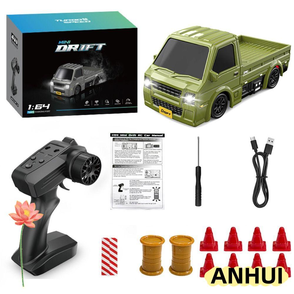 ANHUI RC Drift Car, Xe tải RC 4WD 2.4G 1: 64, Đèn LED sạc chất lượng cao Xe RC Mini tốc độ cao Trẻ e