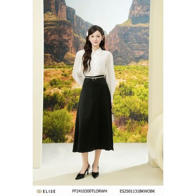 Chân váy đen xòe bổ cúp thiết kế Elise ES2501131BKWOBK
