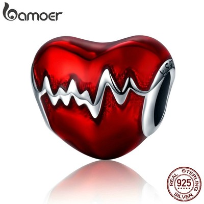Mặt Làm Trang Sức Bamoer Hình Trái Tim Bằng Bạc 925