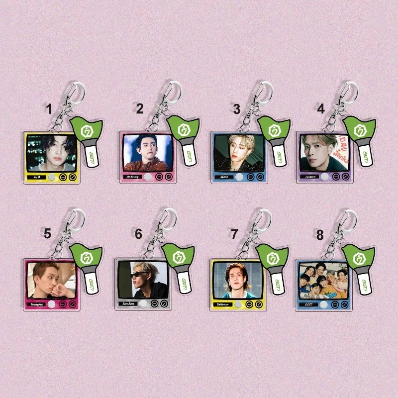 Móc khóa mica GOT7 Kpop hình tivi kèm lightstick phụ kiện treo túi xách quà tặng fan Jackson BamBam 