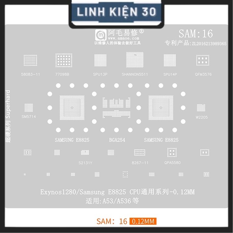 Vỉ làm chân SAM16 Exynos1280/E8825 máy A53/A536