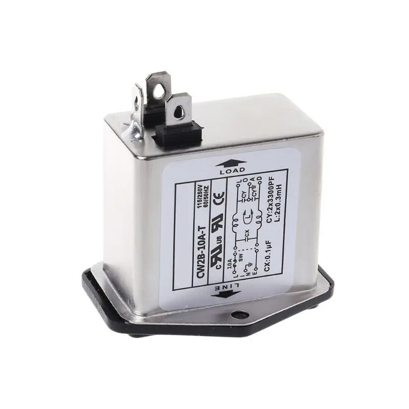 CW2B-10A-T Bộ lọc nguồn EMI Bộ điều hòa dòng ổ cắm một pha AC 115 / 250V