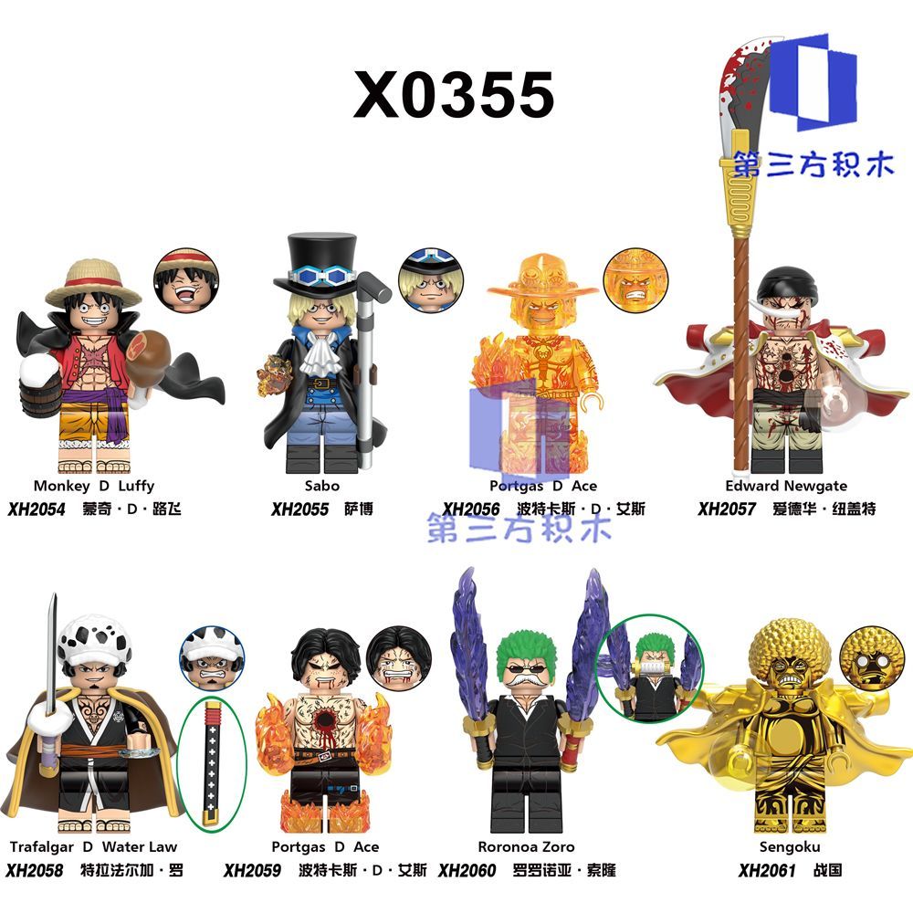 Một Mảnh Tương Thích Lego Luffy Sengoku Flame Ace Zoro Newgate Khối Xây Dựng Minifigure Toy X0355