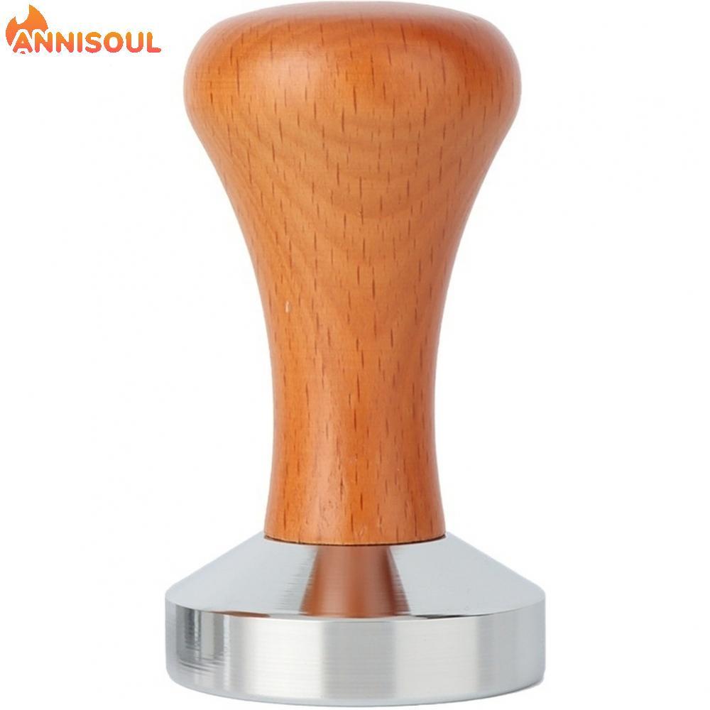 [NISO]Flat Bottom Stainless Steel Coffee Tamper with Wooden Handle 49mm 51mm 53mm 58mm