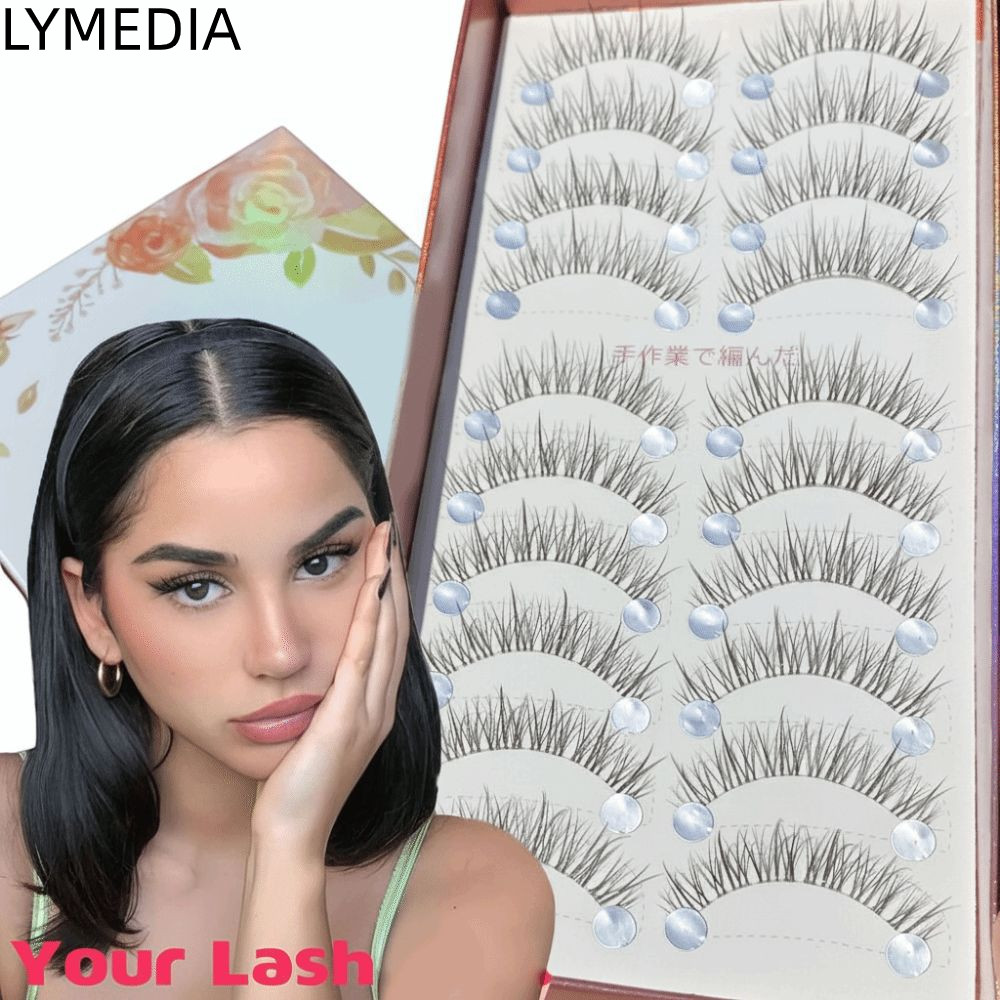 Lông mi LYMEDIA, Lông mi giả tự nhiên thủ công, Chồn Wispy Khối lượng dài Lông mi giả Trang điểm Nối