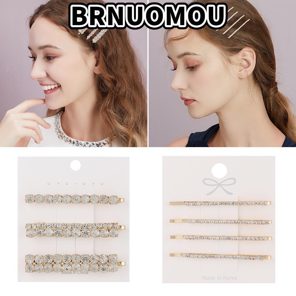 BRNUMOU Shining Crystal Barrettes Bộ kẹp tóc Bingbing thời trang phong cách Hàn Quốc