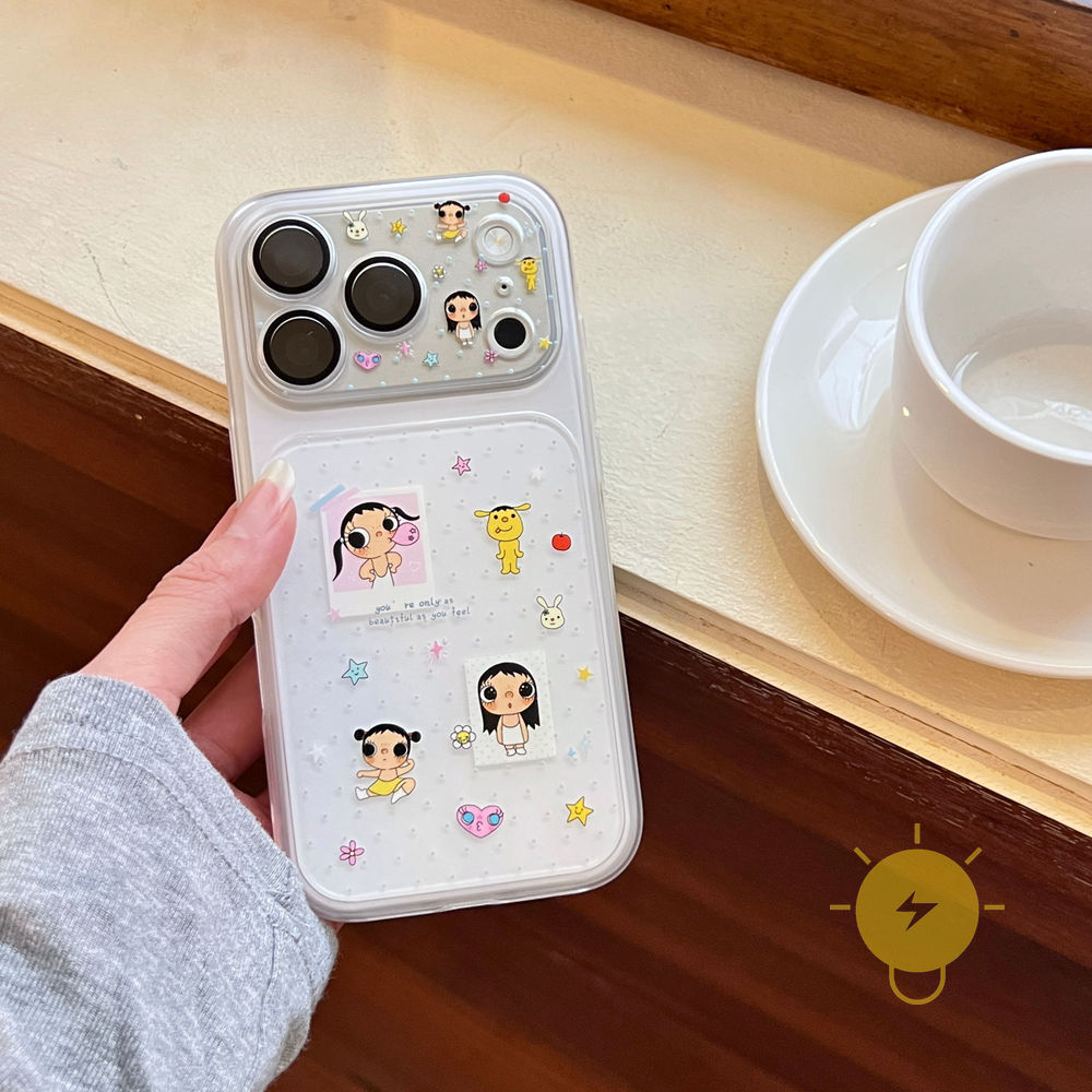 Phone Case For iPhone 17 Pro Max 16 15 14 TPU Polka Dot Sticker Polka Dot Aesthetic Korean Cute