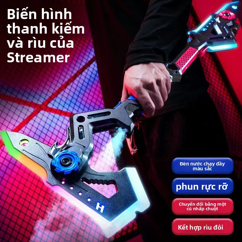 Đồ chơi phổ biến: kiếm phát sáng cho trẻ em, kiếm phát sáng hai lưỡi kèm tia laser, kiếm-rìu hai tro